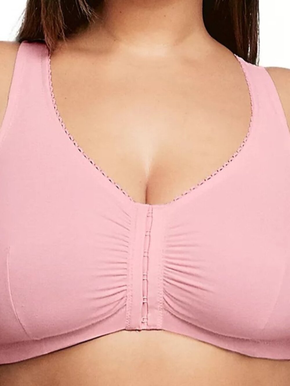 #1684 Women's Full Figure Plus Size Complete Comfort Wirefree Cotton T-Back Bra